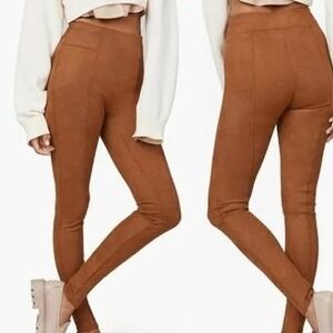 Spanx Faux Suede Leggings in Rich Caramel Size Small Classic Comfort‎ Effortless